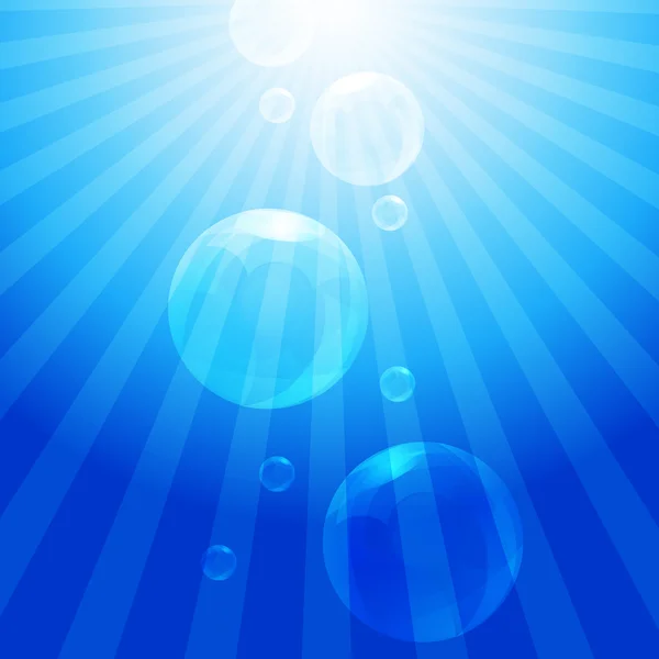 Modrá voda s bublinkami - vektorové ilustrace — Stockový vektor