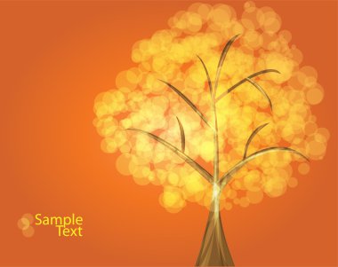 Colorful tree with orange-brown background - vector clipart