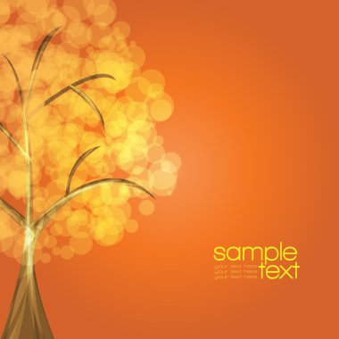 Colorful tree with orange-brown background - vector clipart