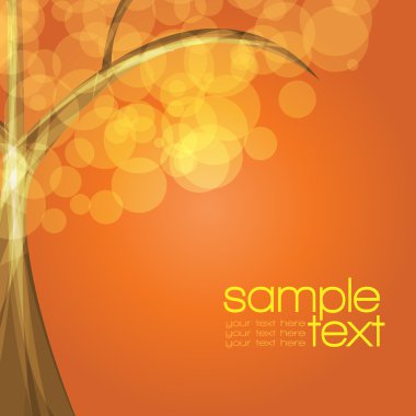 Colorful tree with orange-brown background - vector clipart