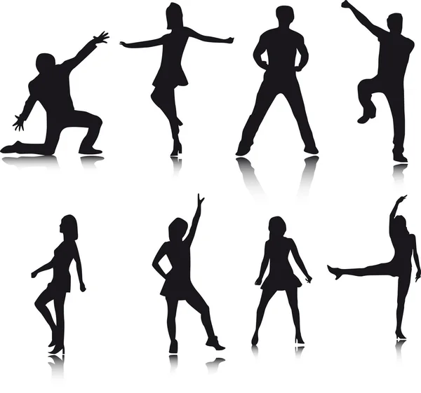 Dansçı silhouettes — Stok Vektör