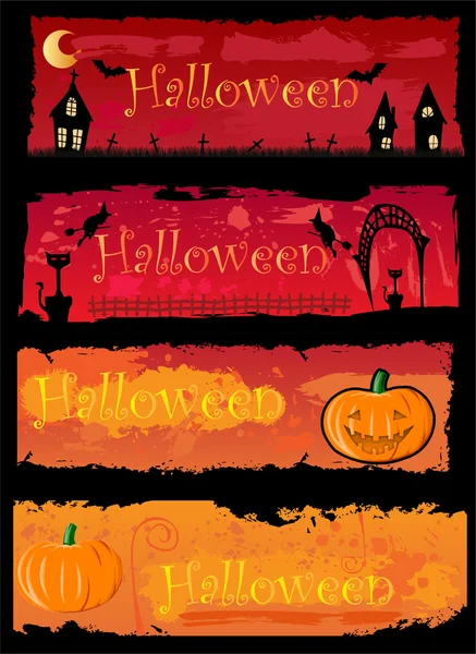 4 banner di Halloween — Vettoriale Stock