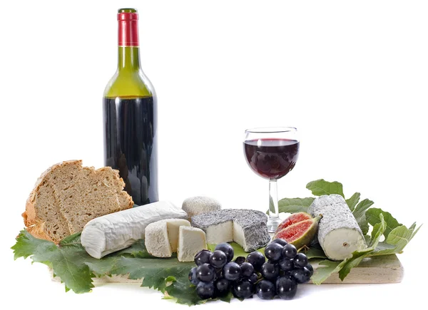Get ost, frukt och vin — Stockfoto