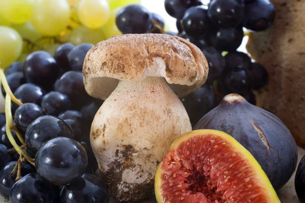 蘑菇和水果 — 图库照片