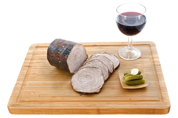 stock image Andouille sausage and red wine