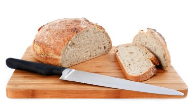 Loaf of bread and knife clipart