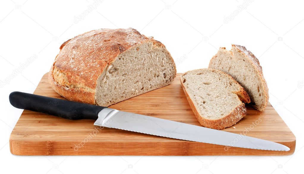 Loaf of bread and knife