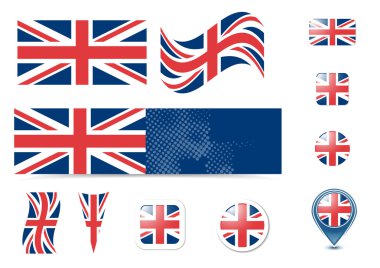 United Kingdom flag and buttons clipart