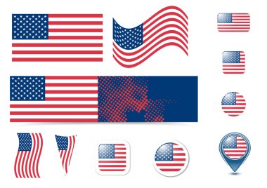 United States of America flag and buttons clipart