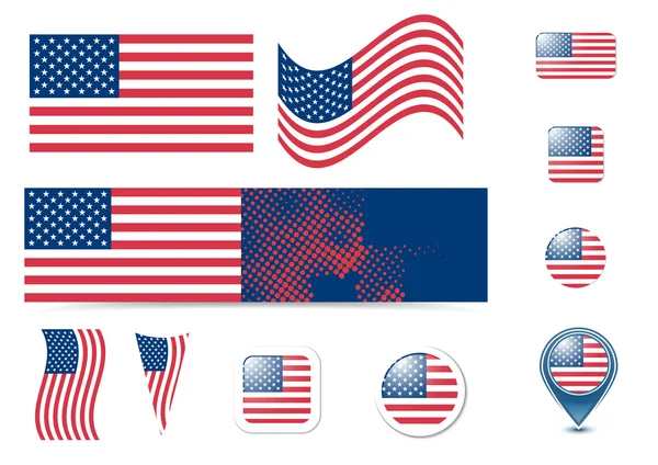 Σημαία των Ηνωμένων Πολιτειών της Αμερικής και κουμπιά — Διανυσματικό Αρχείο