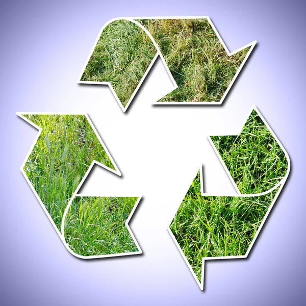 Reciclar signo hierba vignetted — Foto de Stock
