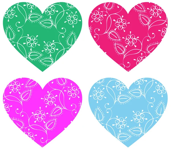 四个心脏做的花 — 图库矢量图片