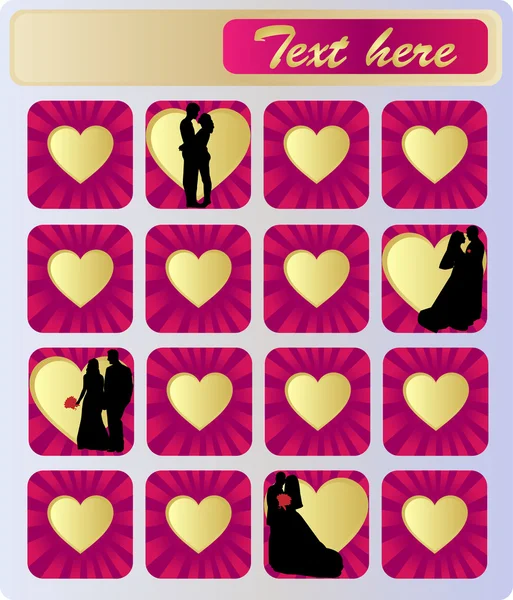Corazón con pareja en tarjeta de felicitación — Vector de stock