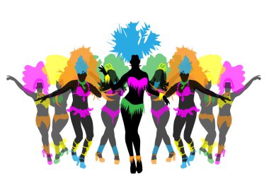 Beautiful carnival dancer, amazing costume vector clipart