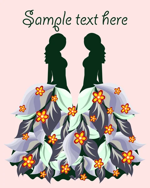 Filles en robes florales — Image vectorielle