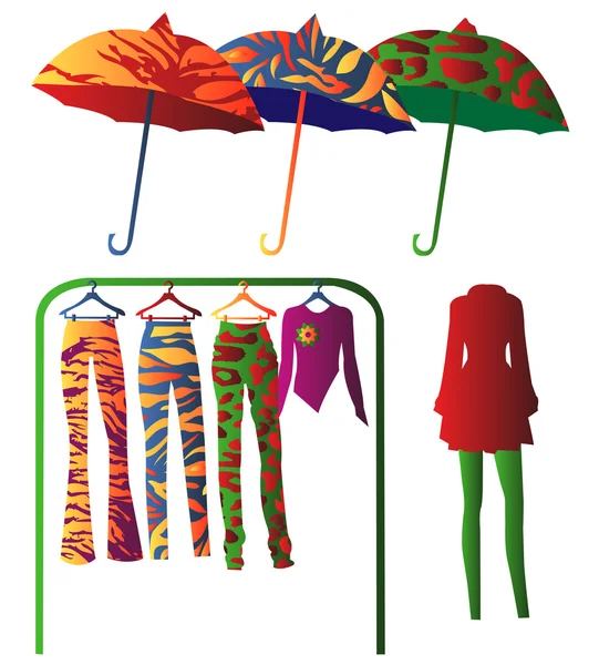 Stampa pantaloni alla moda con vettore ombrello — Vettoriale Stock
