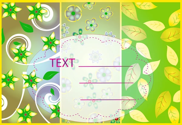 Grönt kort med några blommor — Stock vektor