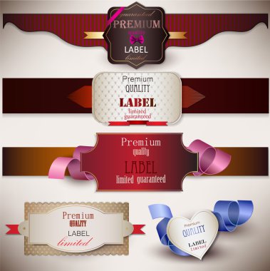 Set of holiday banners with ribbons. Vector background clipart