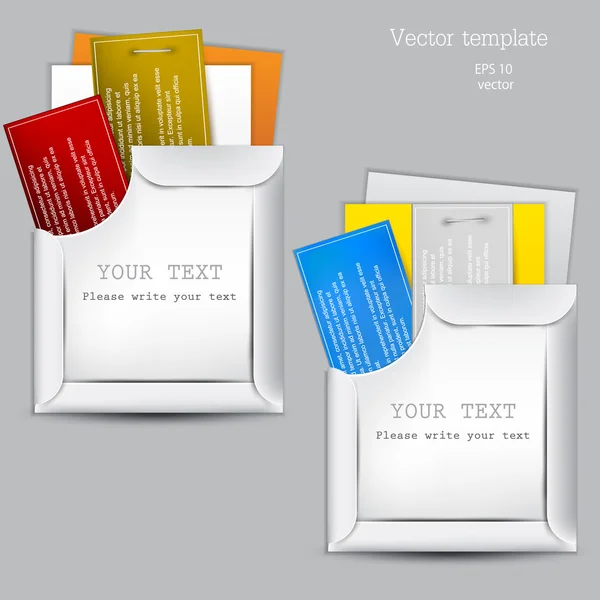 Hojas de papel con sobres para texto — Vector de stock
