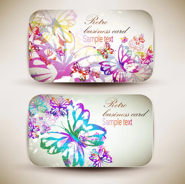 Винтажный набор визитных карточек с бабочкой. Designed in same s — стоковый вектор
