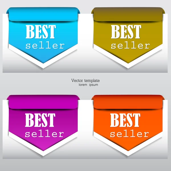 Flèches colorées et signets "best-seller " — Image vectorielle