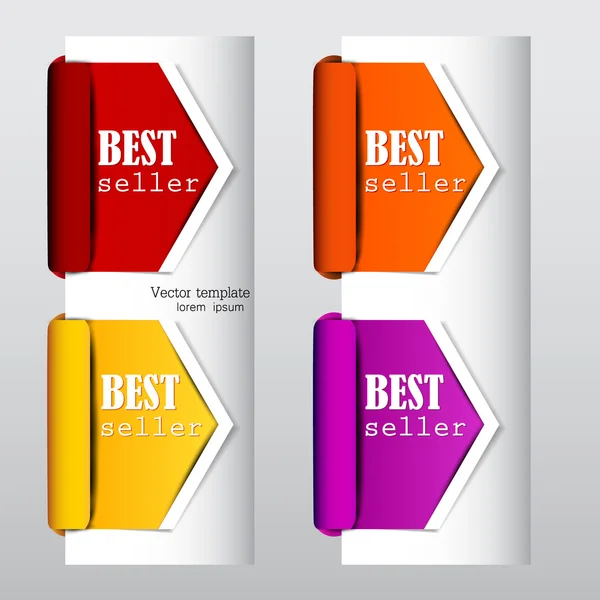 Flechas coloridas y marcadores "bestseller " — Vector de stock