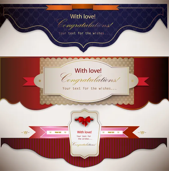 Set of holiday banners with ribbons. Vector background — Stock Vector