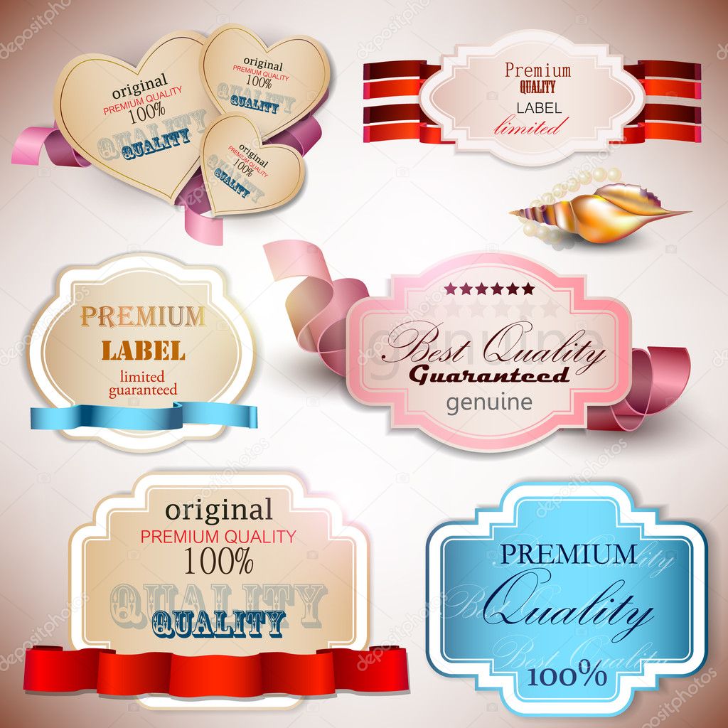 Set of Superior Quality and Satisfaction Guarantee Badges, Label