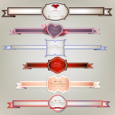 Set of holiday ribbons and labels. Vector background clipart