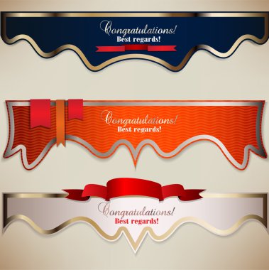 Set of holiday banners with ribbons. Vector background clipart