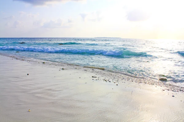 Playa tropical de Maldivas al atardecer —  Fotos de Stock