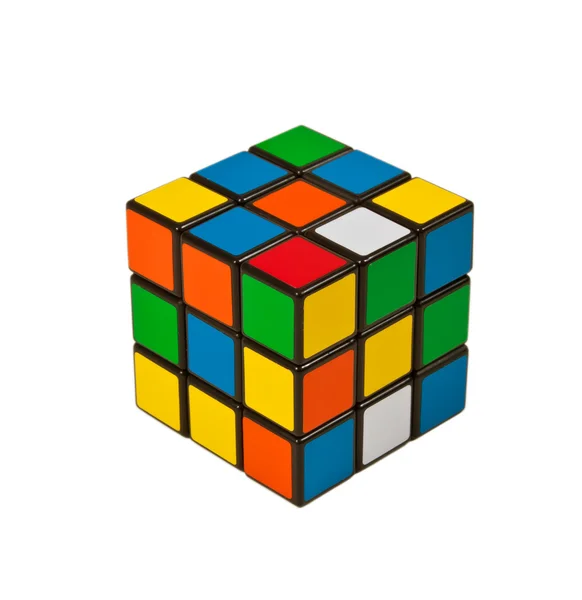 Puzzle-Würfel isoliert auf weißem Hintergrund. — Stockfoto