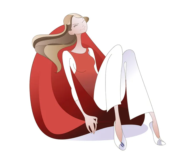 Chica en un sillón rojo — Archivo Imágenes Vectoriales