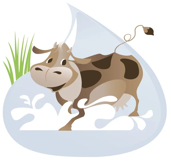 A large drop of milk and cow — Stock Vector