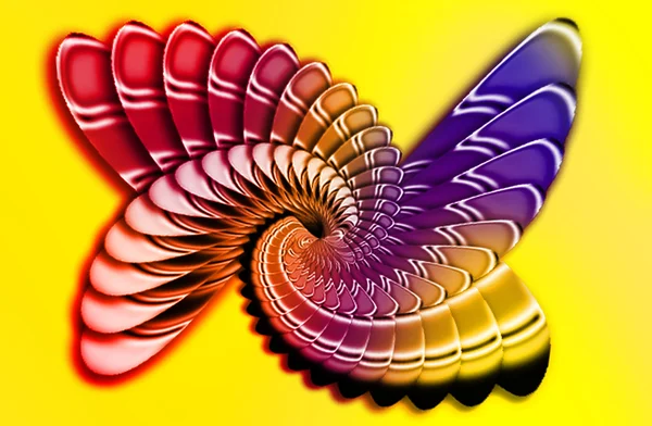 Simulação de uma espiral de metal no fundo amarelo — Fotografia de Stock