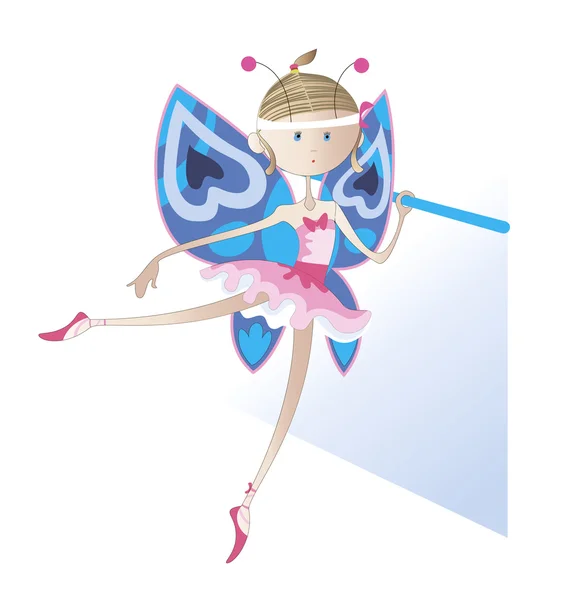女孩-舞者打扮成一只蝴蝶 — 图库矢量图片