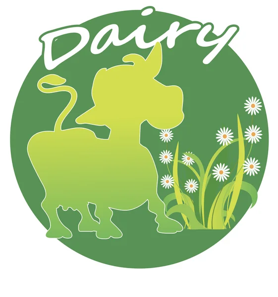 Silhouette of a cow on a green background — Stock Vector