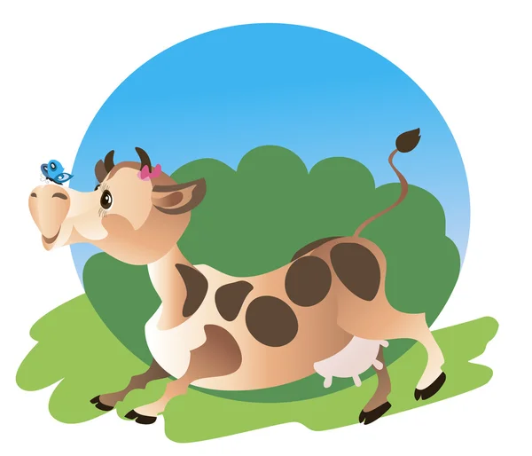 Uma vaca correndo bonito — Vetor de Stock