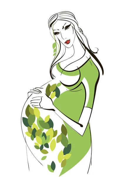 妊婦の肖像画です — ストックベクタ
