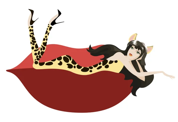 Дівчина в костюмі з леопардовим принтом — стоковий вектор
