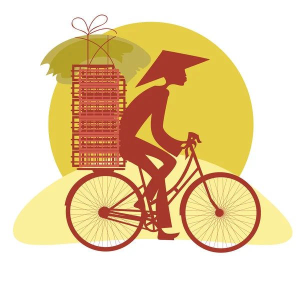 Βιετναμέζικα ποδηλασία σιλουέτα — Διανυσματικό Αρχείο