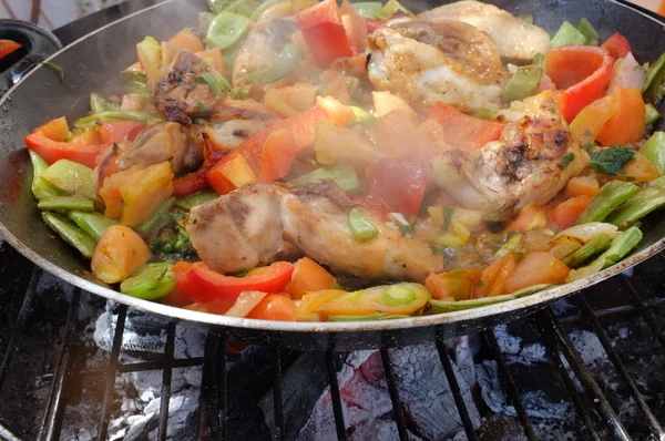 Paella cooking — Stock Photo, Image