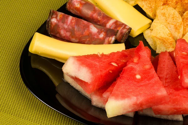 Melon with cold meat — Stock Photo, Image