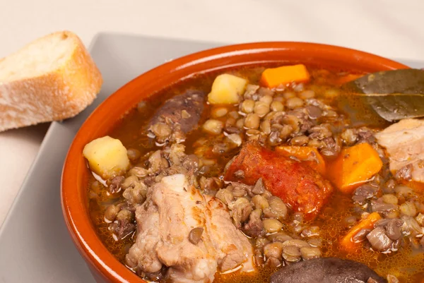 Spanish lentil stew — Stock Photo, Image