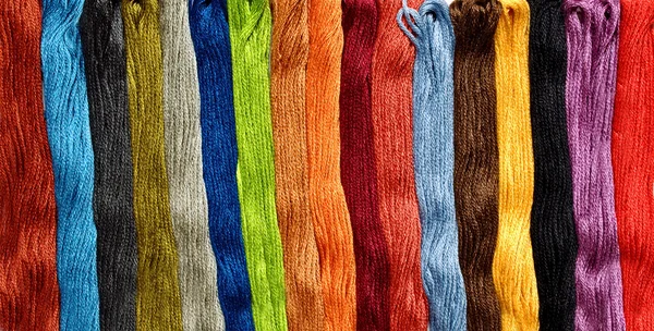 Embroidery skeins rainbow — Stock Photo, Image
