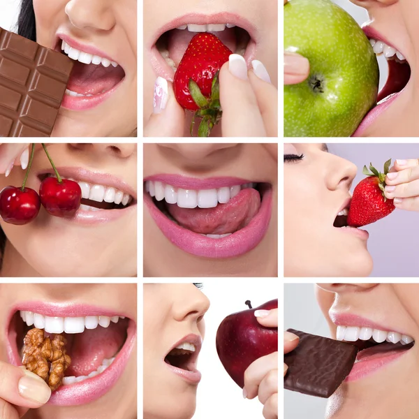 Collage della bocca della donna — Foto Stock