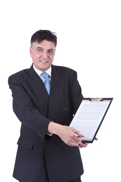 Businessman showing contract — Stock Photo, Image