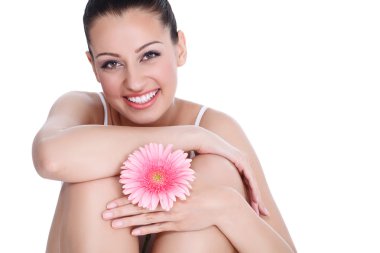 Beautiful woman with flower clipart