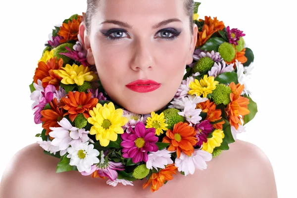 Beauty with flower — Stock Photo, Image