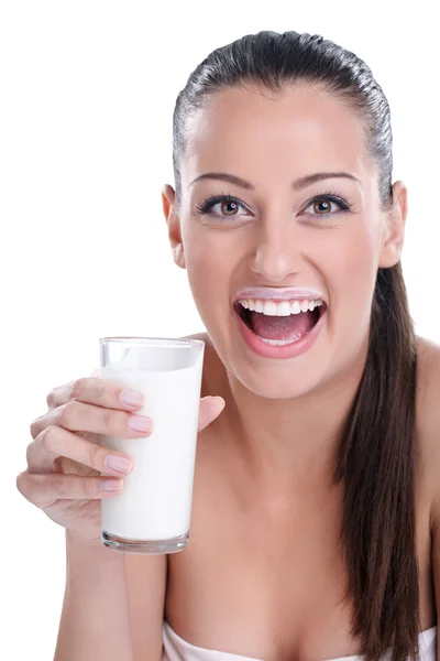 Mujer bebiendo leche —  Fotos de Stock